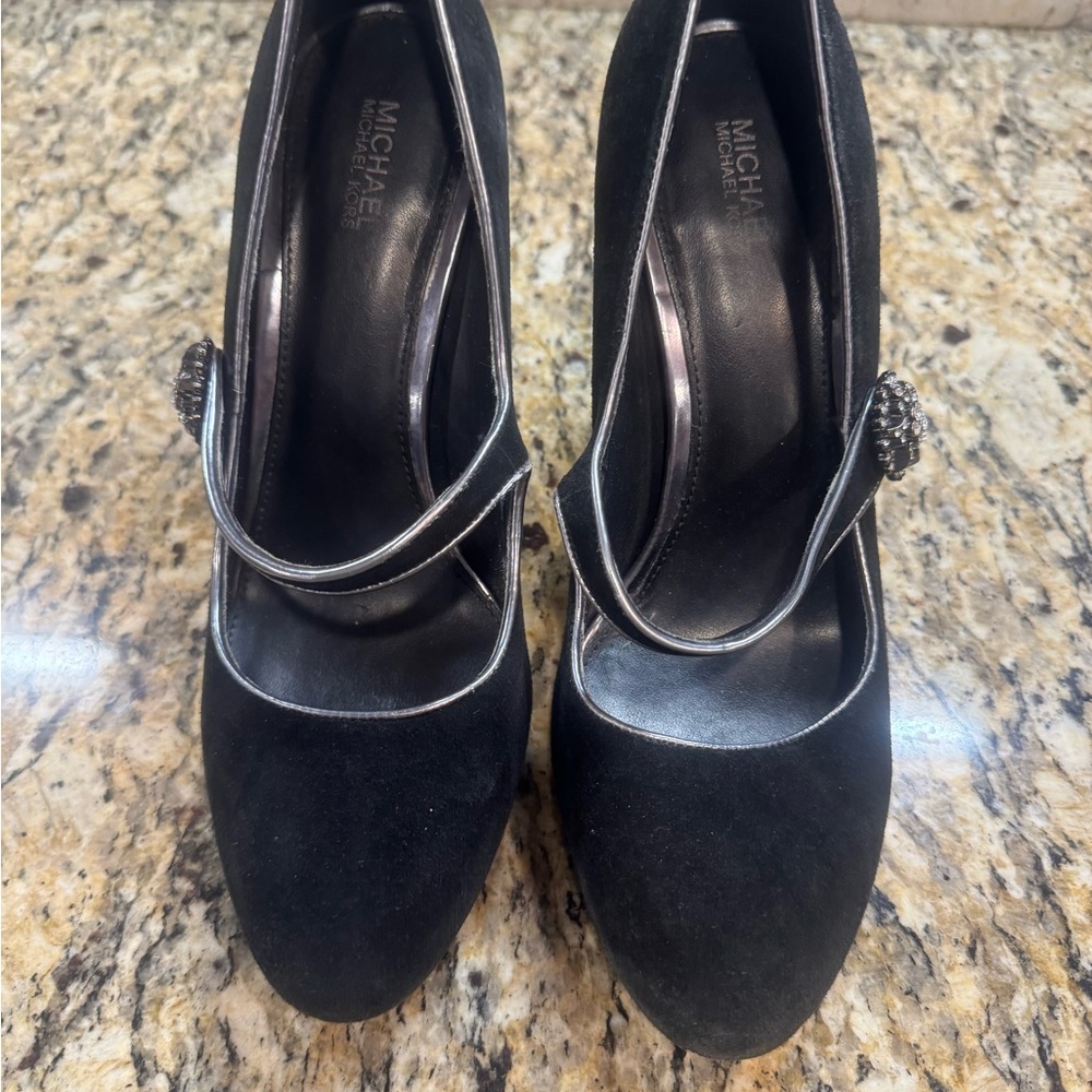 Michael Kors Black Heels with Silver Accents